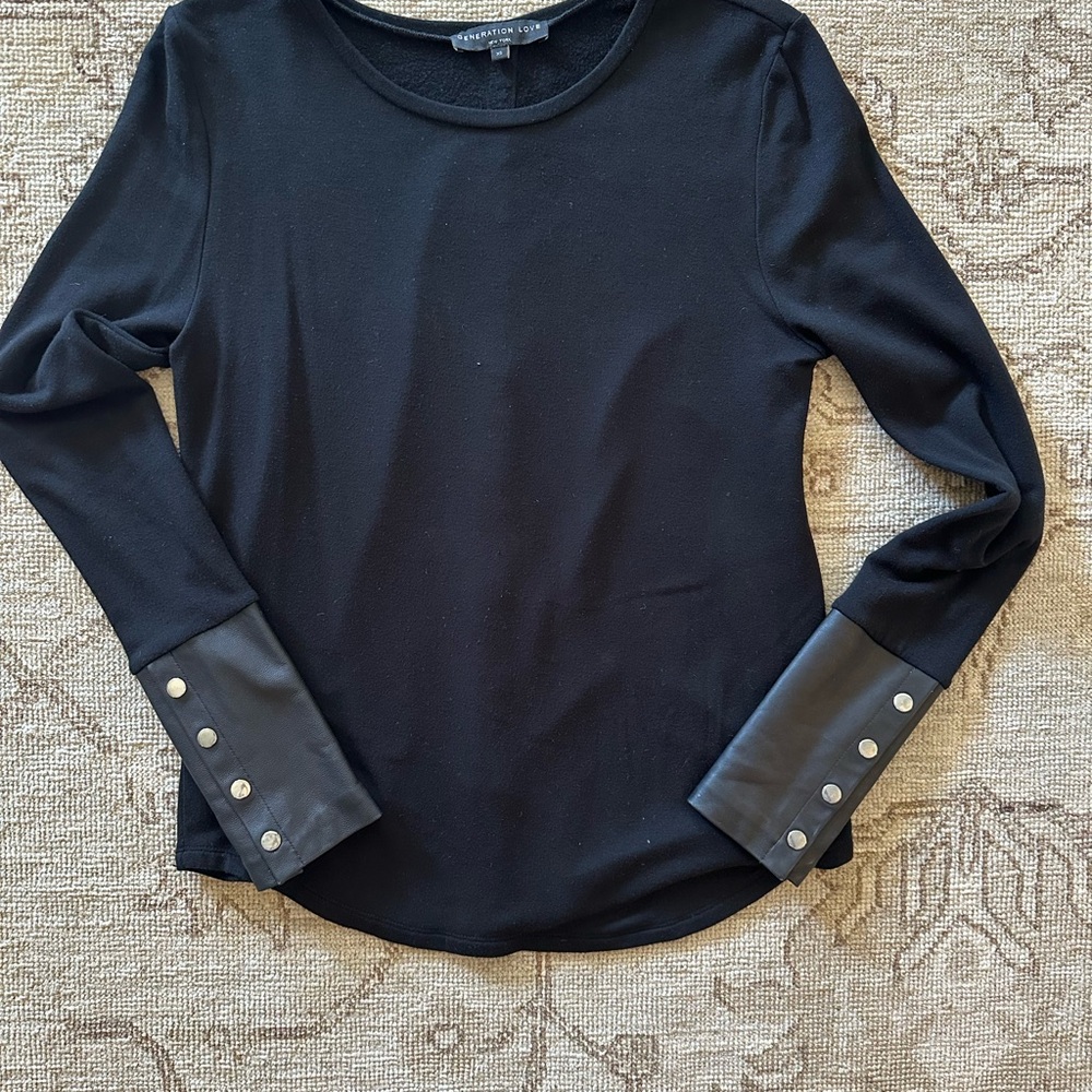 Generation Love Black with Leather trim top, size XS